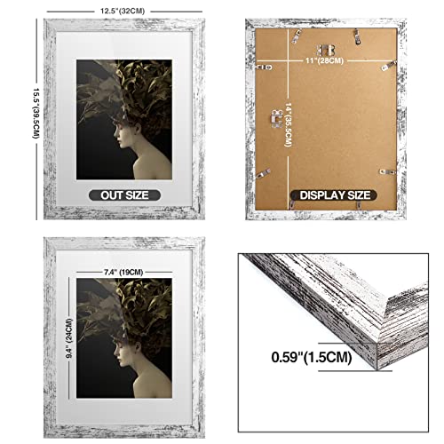 Twing Rustic Picture Frames 11X14 Set Of 6, Distressed White Composite Wood Large Gallery Wall Frame Set Display Photos 8X10 With Mat Or 11X14 Without Mat Wall Mounting #TOP3