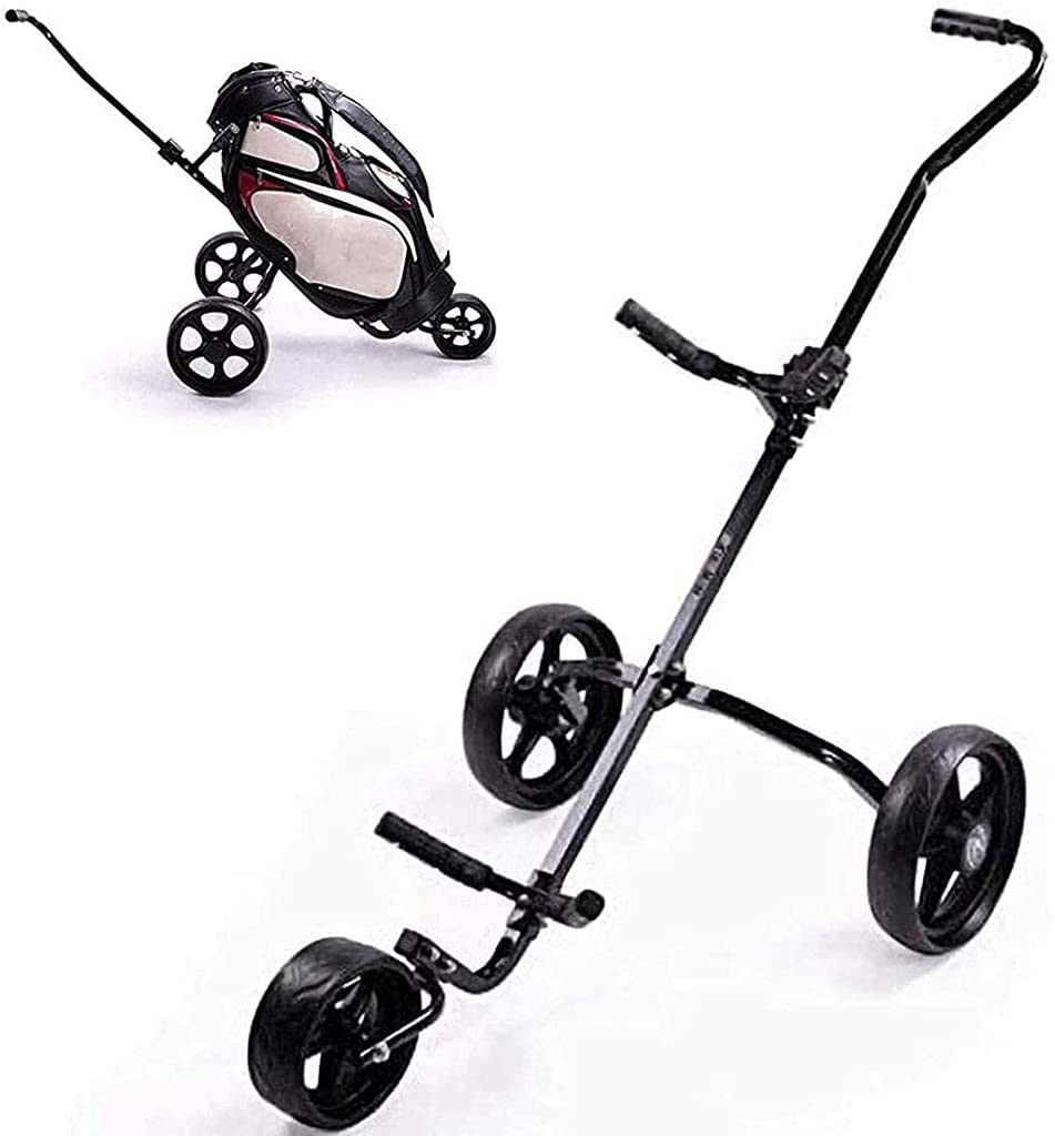 Simple Golf Push Cart 2-Wheel Golf Cart Detachable Golf Trolley Foldable Luggage Cart Manual Cube Push Trolley Golf Tricycle