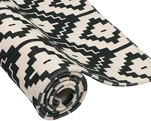 CiCiwind Cotton Area Rug 4'x6' Morrocan Machine Washable Large Rug Diamond Indoor Rug for Living Room, Bedroom Hand Woven Floor Carpet Black White Geometry Trellis Mat Vintage Rug