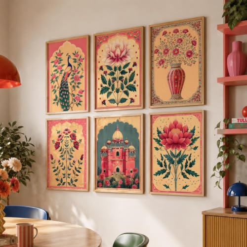 Image of kotart Traditional Indian Pichwai Wall Art Paintings with Frame for Home Decor - Framed Wall Painting for Living Room Bedroom Office Room Decor - Painting for Wall Decoration - (19X25 inch, F)