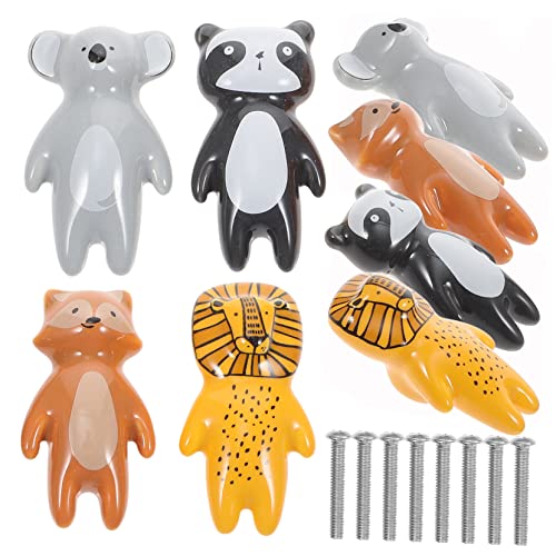 HOMSFOU Animal Knobs Set Decorative Cabinet Drawer Pulls Safe for Children's Room