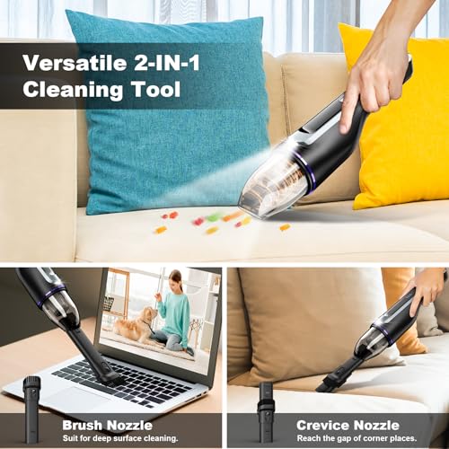 DRECELL Handheld Vacuum Cordless, Car Vacuum with Brushless Motor & 14000Pa Powerful Suction,1.2Lbs Lightweight, LED Light, Slim Mini Vacuum Cleaner for Car Home Office Pet Hair - image 4