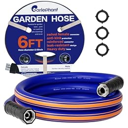 Garlephant short garden hose 6 feet x 5/8Inch, short water hose with Swivel Handle, Heavy Duty, Flexible, Sturdy, Lightweight, Male to Female Fittings