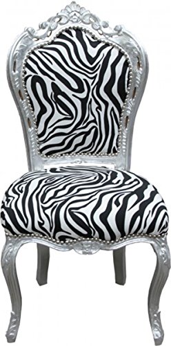 Casa Padrino Mod2 Chaise de salle à manger baroque Motif zèbre Argenté