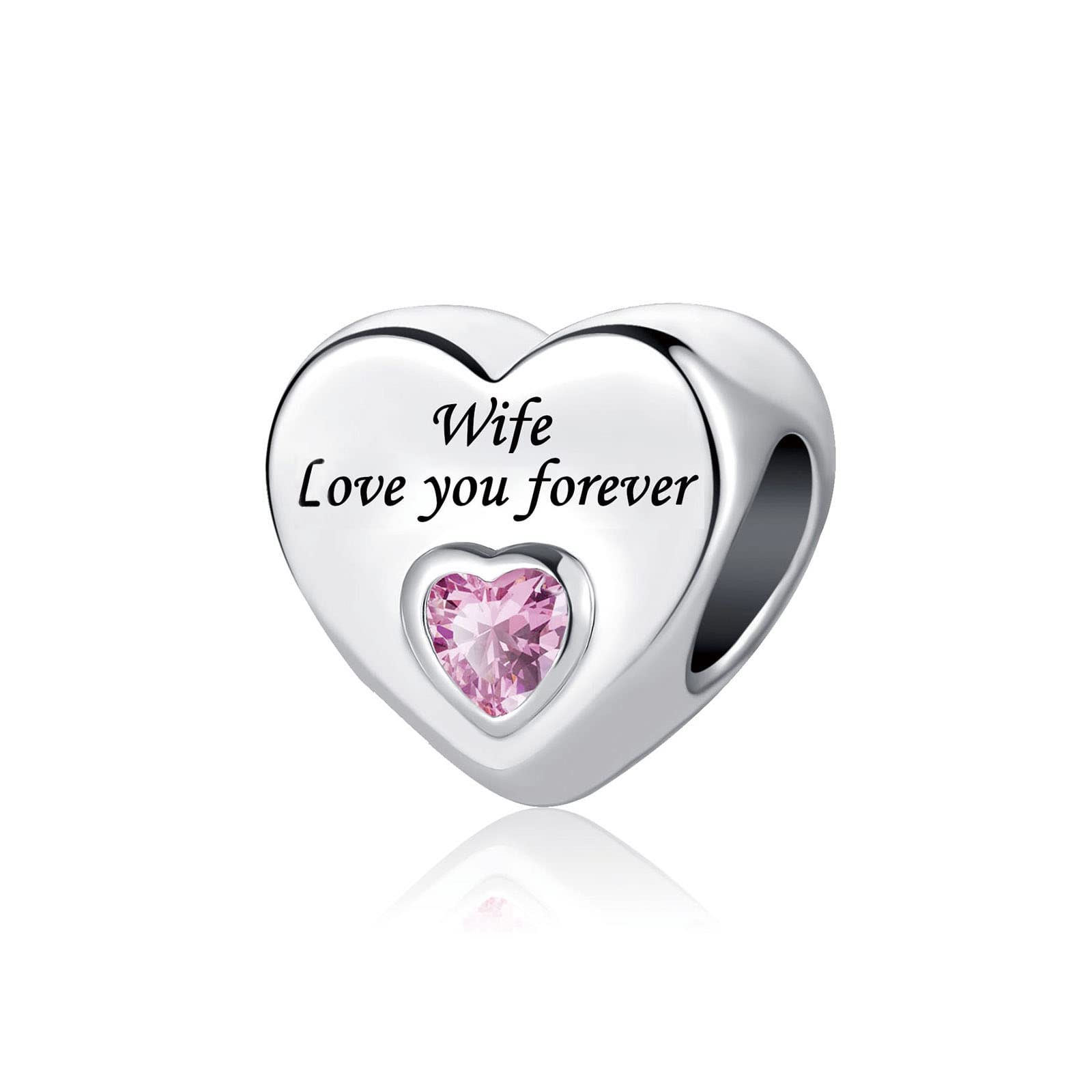 Abalorio de corazón de cristal rosa TGLS compatible con pulseras de cadena de serpiente 7