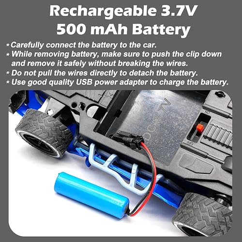 Image of Sidak 1:16 Scale RC Toy Car with Long Range 2.4 Ghz Joystick Remote Control - High Speed Durable Sports Vehicle with Rechargeable Battery - Ideal for Kids & Beginners (Blue)
