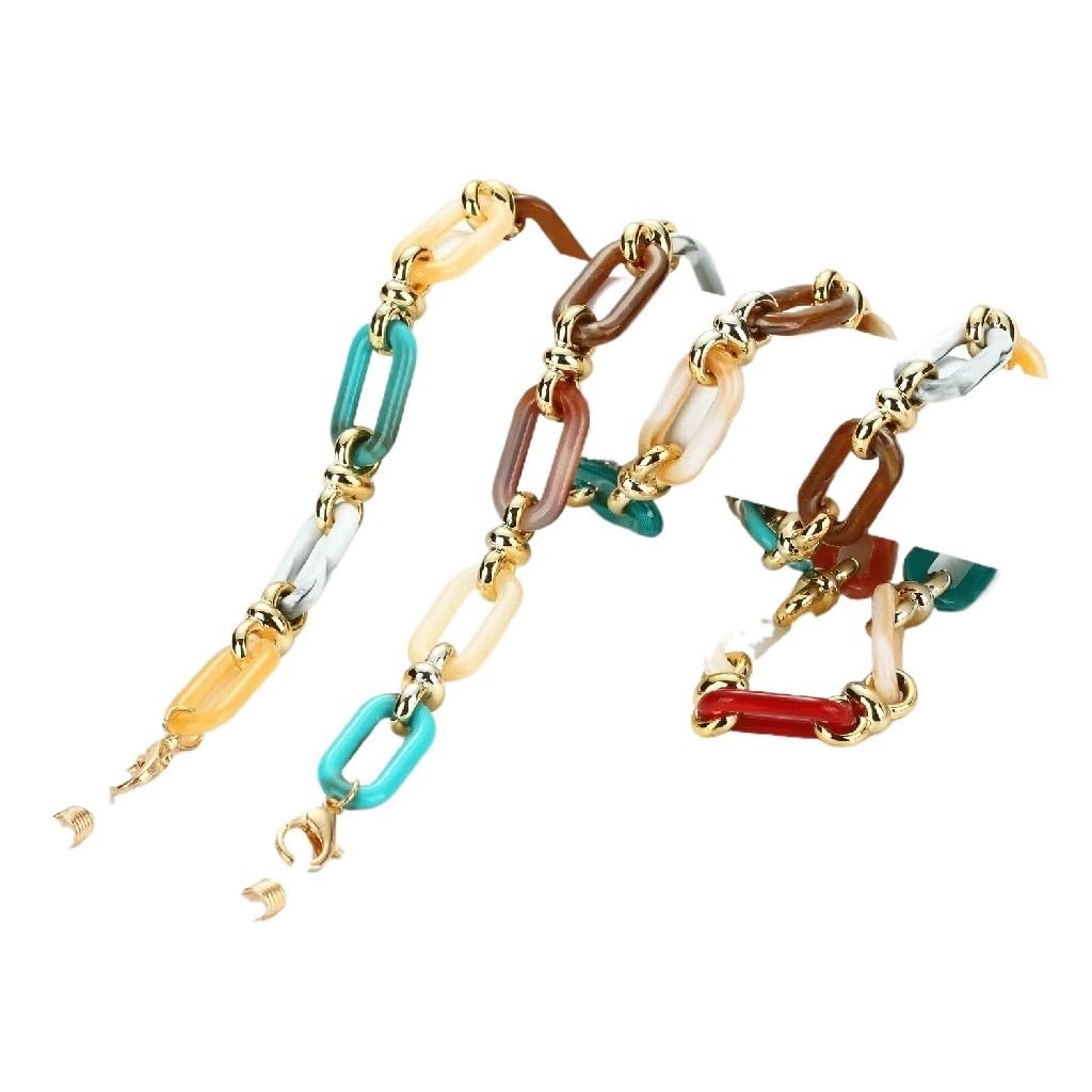 KLXSIVU Acrylic Buckle Chain Glasses Women's Sunglasses Sling