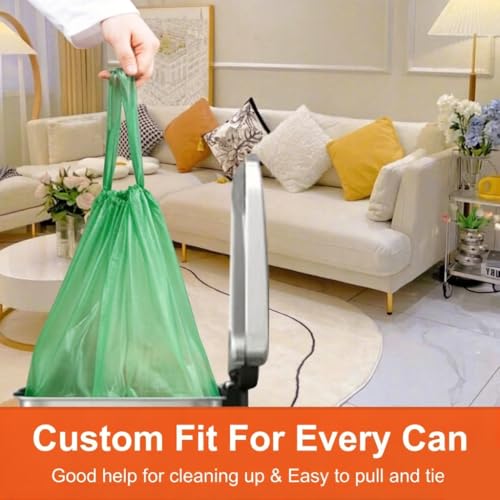 Image of 13-17 Gallon for Code Q Heavy Duty 1.2 Mil THICK Compatible with simpIehuman Code Q Trash Bags Garbage Can Liners Reinforced Drawstring Trash Bags 50 Count Green PERFECT FIT & GRAND SAVE!