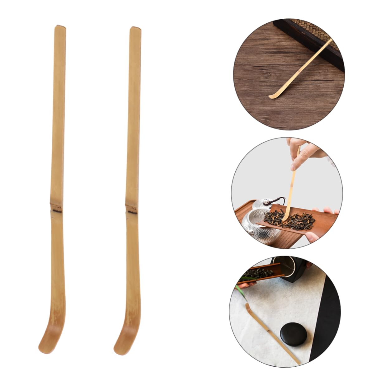 FELTECHELECTR 2Pcs Tea Spoon Natural Tea Scoop Accessories for Japanese Tea Ceremony Design for Home Office and Tea Shops Lightweight and Easy to Clean