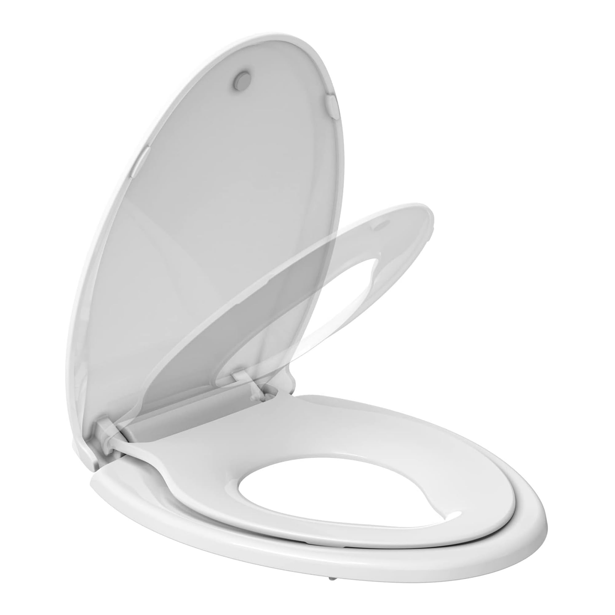 Abattant WC Familial avec Réducteur Enfant Intégré, Lunette de Toilette Forme O avec Siège Magnétique, Cuvette Toilette Adulte et Enfant 2-en-1, Charnière Réglable Démontage Rapide Blanc