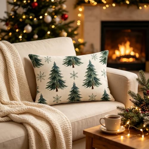 2 Pcs Christmas Pillowcase with Xmas Tree Snowflake Design Home Decor - image 1