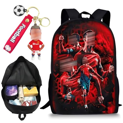 Fútbol Mochila, CR-7 Mochila Escolar para Niños, Mochila Estampado Football, Mochila Escolar de Dibujos Animados, Cris Gran Capacidad Bolsa de Viaje, Adecuado Para Fanáticos del Fútbol