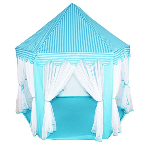MultiWare Tente de Jeu pour Enfant Princesse Tente Grand Château de Princesse Prince d'Hexagones Cadeau pour Garçons Filles Bleu
