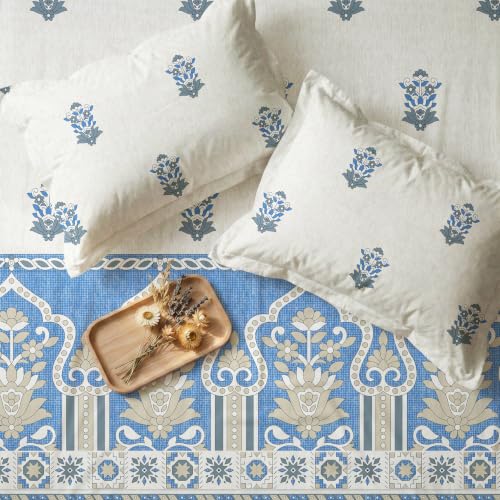 Image of Urban Space Serene 100% Cotton bedsheet for Single Bed, 200 TC Single Bed Sheet, Cotton bedsheet with 1 Pillow Cover (58 x 90 inches, Palace Blue)