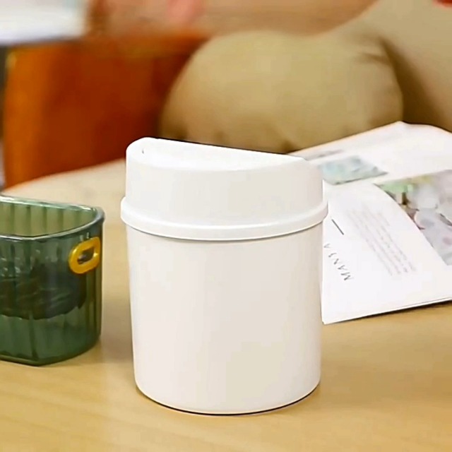 Cestino Per Bagno Con Coperchio - 2 Litri, Bianco, In Plastica, Per Tavolo O Toeletta - Foto 9