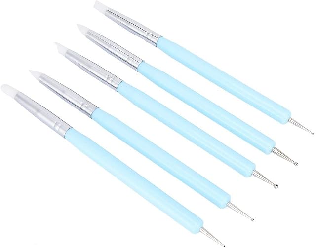 Silicone Clay Sculpting Tools, 5pcs Double Head Rubber Tip Color Shaping Wipe Out Pen Brush Modeling Dotting Tool Pottery Craft