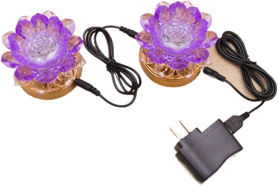 Ecqizer （ 【4件套】 紫花（变光） 插头线长120ＣＭ ） Buddha lamp LED colorful lotus lamp Buddha lamp household everlasting lamp for Buddha lamp Buddha hall Buddha lotus lamp battery, 9113036667251