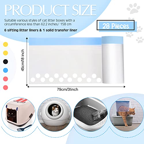 28 Count Large 31 X 18 Inch Sifting Cat Litter Bags Thick Cat Litter Box Liners With Holes Portable Thick Scratch Resistant Cat Litter Bags Drawstring Litter Box Liners For Pet Cat Litter Box Supplies #TOP1