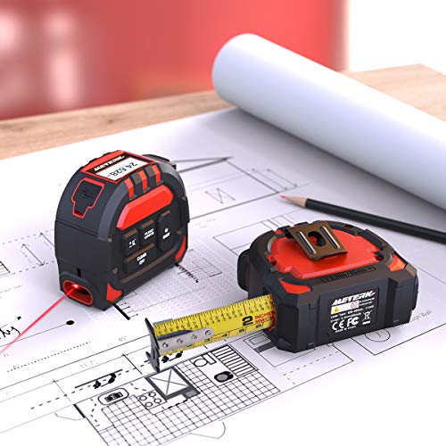 Meterk Laser Tape Measure 2 in 1, Laser Measure 131.2Ft/40M, Measuring Tape 16.5Ft/5M, Multifunctional Laser Distance Meter with Type-C Charging and LCD Digital Display for Measuring Area/Volume - Thumbnail 2