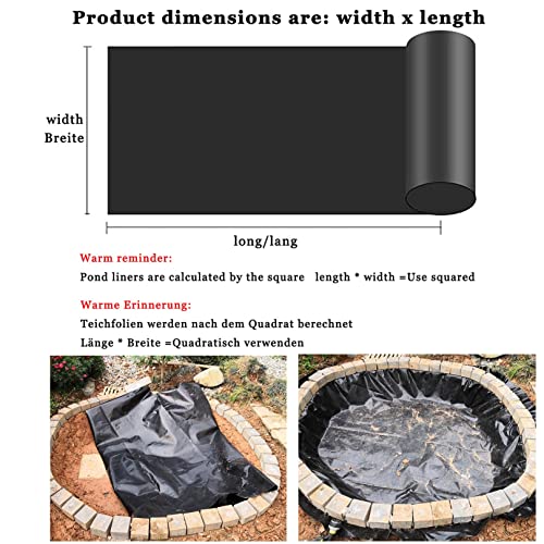 Bâche de bassin de qualité supérieure membrane noire durable de 0.2mm - 8