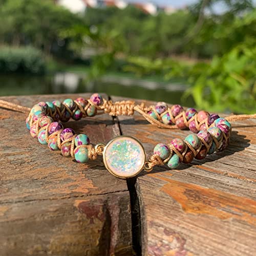 Image of YGLINE Stone Bead Yoga Meditation Bracelet Healing Crystal Double Layer Natural Gemstone Beaded Relax Anxiety Bracelets for Women Men