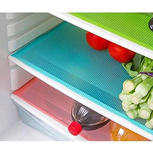 Image of Kuber Industries PVC 3 Pieces Fridge Mats, 1 Piece Handle Cover and 1 Piece Fridge Top Cover (Black), CTKTC13908