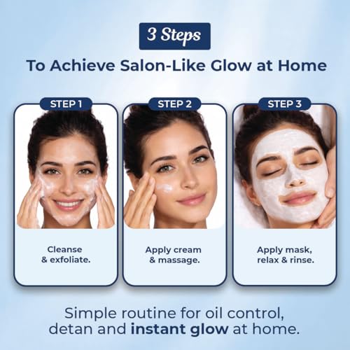 Image of Sanfe Insta Facial Kit | 5-Step Facial Magic for Oily, Dull & Tanned Skin | Deep Cleansing, De-Tan & Glow | With Exfoliating Gel, Clay Mask, Face Pack | Salon-Like Facial at Home in Minutes, 50g