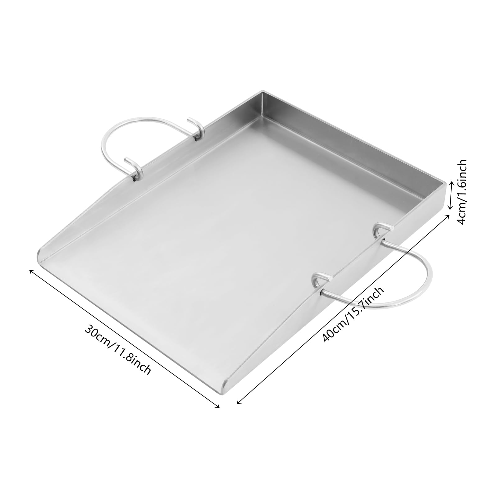 Plancha de acero inoxidable con asas y 2 espátulas, 4 mm de grosor, tolerancia a la temperatura superior a 170 ℃, para barbacoas al aire libre, camping, celebraciones familiares