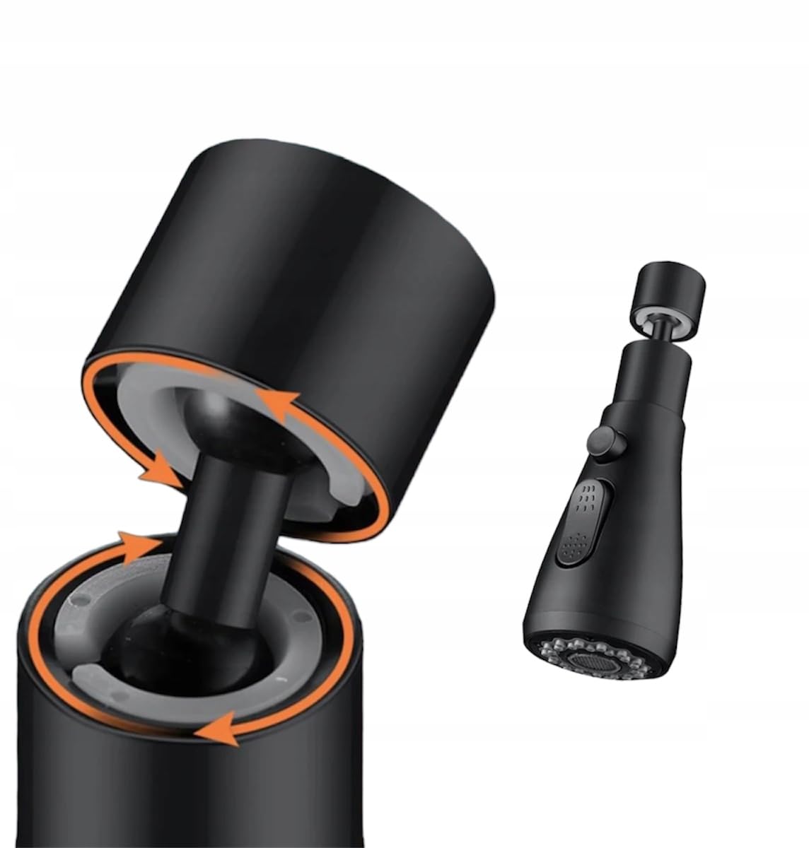 QSKY Perlator Do Kranu 360° Adapter Końcówka 3 Tryby STOP | Obrót 360° 3 tryby strumienia wody Funkcja STOP Uniwersalny adapter Oszczędność wody