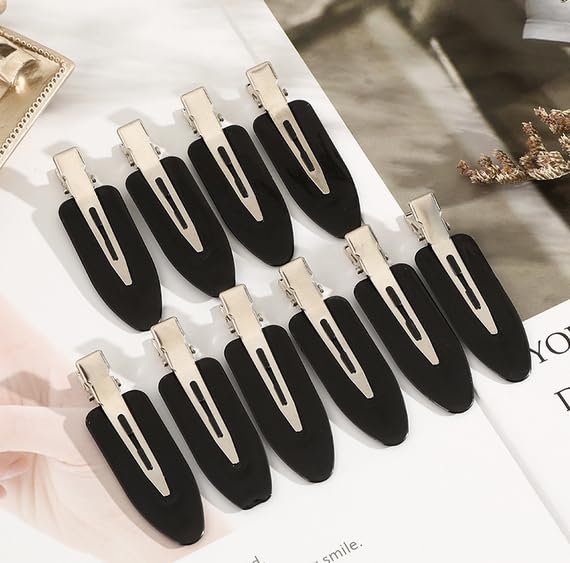 10-Piece No Bend Metal Hair Clips, Professional Styling Accessories - Black