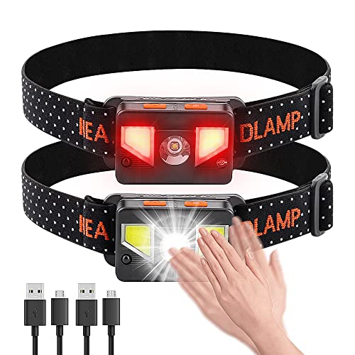 bedee Antorcha de cabeza LED, [1 Unidade] Linterna frontal recargable USB, superbrillante, 1000 lúmenes, COB LED de cabeza recargable Cover