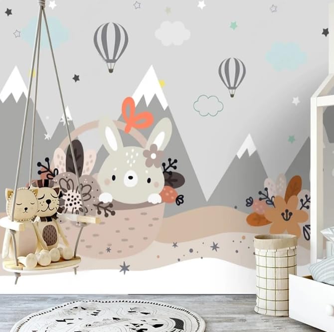 Papier peint photo nordique lapin 3D : finis les murs d'enfants tristes