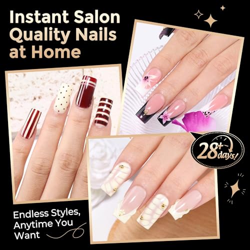 Image of Luckyfairy Medium Square Nail Tips 504Pcs Sharp Square Pre-Shaped