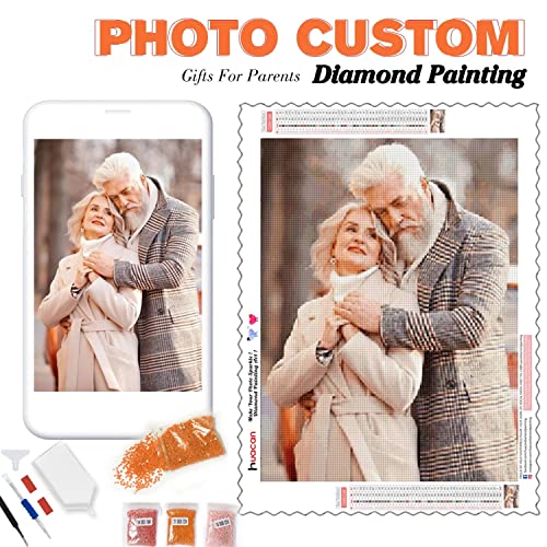 Huacan Custom Diamond Painting Kits Full Drill for Adults, Make Your Own Personalized Photo Customized Diamond Painting, 5D Diamond Art Private Picture Custom - Round Diamond 11.8x15.7 Inch