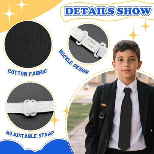 Clip on Ties for Boys Pre-tied Cotton Kids Tie Solid Boys Ties 8-10 for Uniforms School Party Prom4