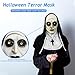 lewexiison 2024 Nun Scary Mask,Halloween Party Scary Full Head Costume Mask with cross necklace(Nun Mask)
