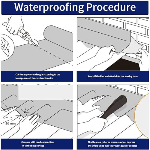 Image of Roof Tape Waterproof, 12.2 In x 16.4 FT /Roll, Polyethylene Propylene Sealing Tape Sandwiched Aluminum Mesh, for Junctions between Roofs and Walls, Areas around Chimneys, and Skylights etc