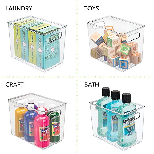 mDesign Organizer per camera – Porta oggetti in plastica ideale per armadi e cassetti – Contenitore con maniglie per buste, penne e altri articoli di cancelleria – trasparente - Image 4