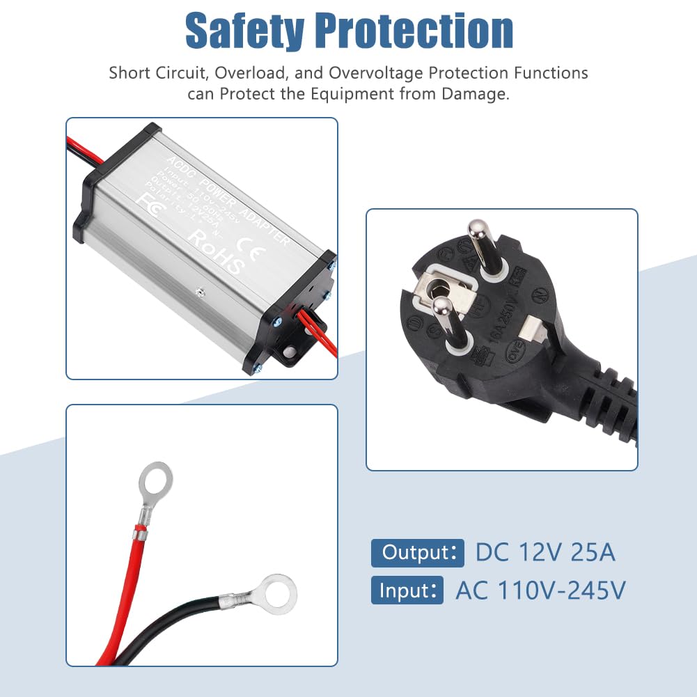 Adaptateur d'alimentation 230 V à 12 V Transformateur, Transformateur pour Chauffage Diesel 5kW/8kW, Convertisseur de Tension, Transfo AC à DC 200W pour Caravane, Camping-Car, Garage