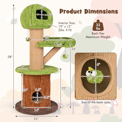 Árbol para Gatos Interior 58 Pulgadas Temática Bosque miniatura 3