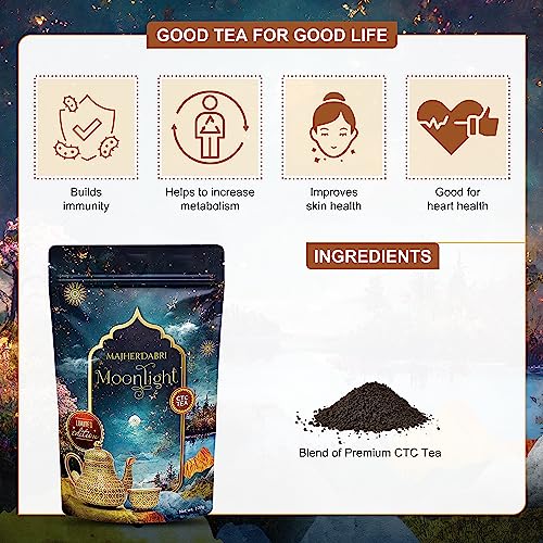 Image of DABRI Moonlight CTC Tea 300 gm|Pack of 3 x 100 gms Each Pouch|Rare handpicked tea from Majherdabri Tea Estate |Pure Natural |Delicate Floral Notes |Limited Edition Chai Patti |Rich in Antioxidants
