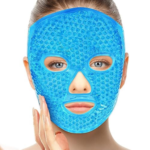 candyfouse Ice Pack Cold Face, Eye Masks Reduce Face Puff, Dark Circles, Reusable Cold Hot Gel Face Eye Mask, Suitable for Women Facial SPA, Ice Face Mask for Sleeping, Headaches (Blue Updated)
