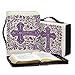 Smooth Zippered Book Case with Handle Purple Cross Bible Cover Case for Women Men Large Protective Bible Holder Bag Waterproof Pu Leather Scripture Book Case