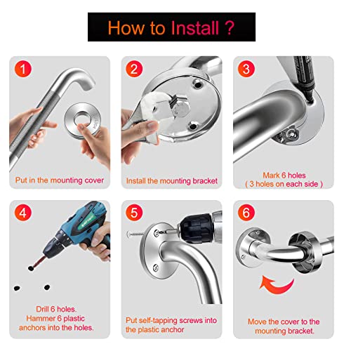 2 Pack 16 Inch Anti-Slip Shower Grab Bars,Sus304 Stainless Steel Grab Rails For Bathrooms,Knurled Shower Safety Hand Rail,Bathroom Grab Bar,Handicap Bar Elderly Pregnant Injury Assist Bath Handle #TOP4