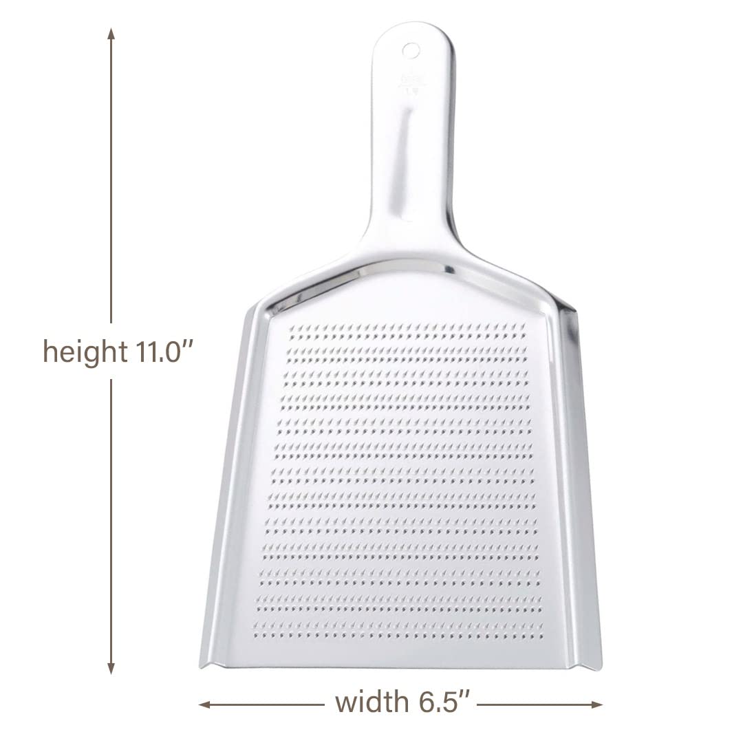 TIKUSAN Rallador de jengibre, Rallador de alimentos Newness en forma de pala de acero inoxidable para jengibre, mini rallador de jengibre para ajo, frutas y verduras de raíz (6.5 x 11 pulgadas)