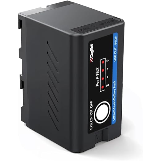 DIGITEK® (NP F750 C USB) Lithium-ion Rechargeable Battery for Ring Light, Video Light, Stick Lights, 6000mAh, Type C Charging, for Sony NP-F, CCD-TRV215, TR917,TR315, HDR-FX 1000, HVR-V1U, Z7U & More