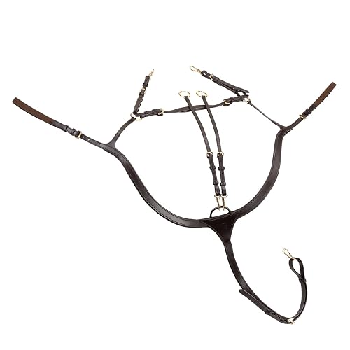 SUNRIDE Pechopetral Ascotde Cuero Genuino con martingala, para Caballos