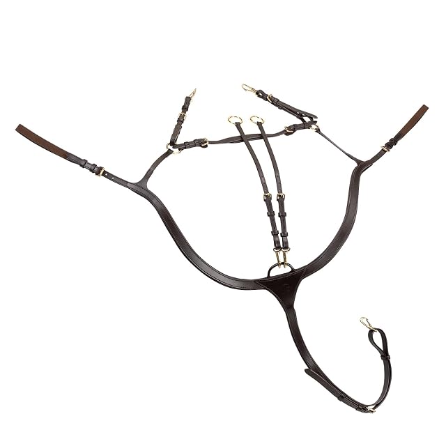 SUNRIDE Pechopetral Ascotde Cuero Genuino con martingala, para Caballos