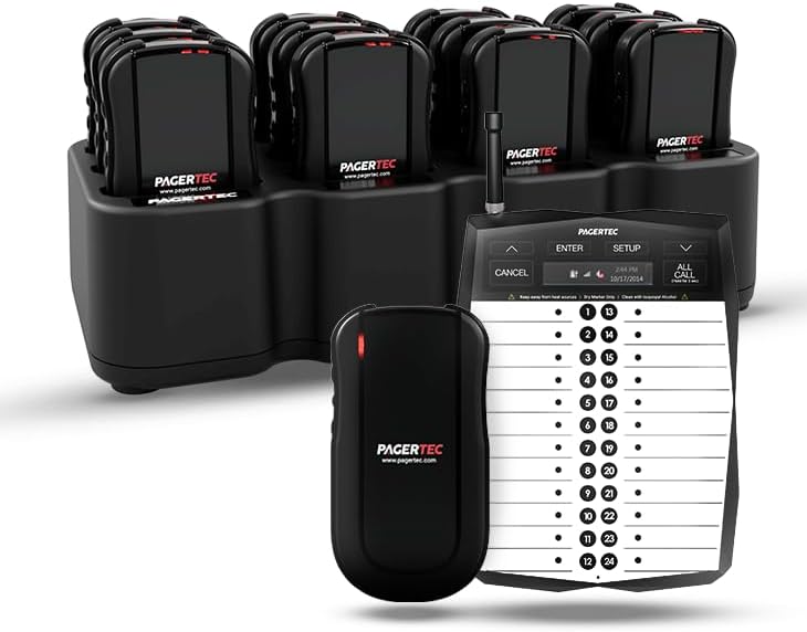 PagerTec TrackStaff V3 Wireless Paging Calling System (Server Paging) for Restaurants, Hospitals, Office & Hotels, Long Range Pagers Up to 1/2 Miles (Set of 18 Pagers) — 사진 1