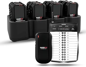 PagerTec TrackStaff V3 Wireless Paging Calling System Server Paging for Restaurants, Hospitals, Office & Hotels, Long Range Pagers Up to 1/2 Miles Set of 16 Pagers